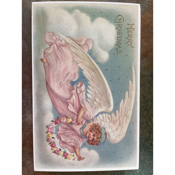 Vintage Victorian Christmas & New Year Postcards Set Girls Boys Santa Angels - Picture 3 of 12